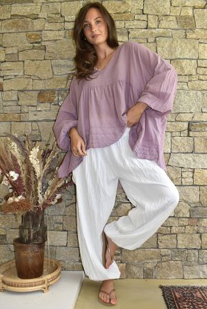 Sa Caleta Cotton Artist Smock Top Mauve